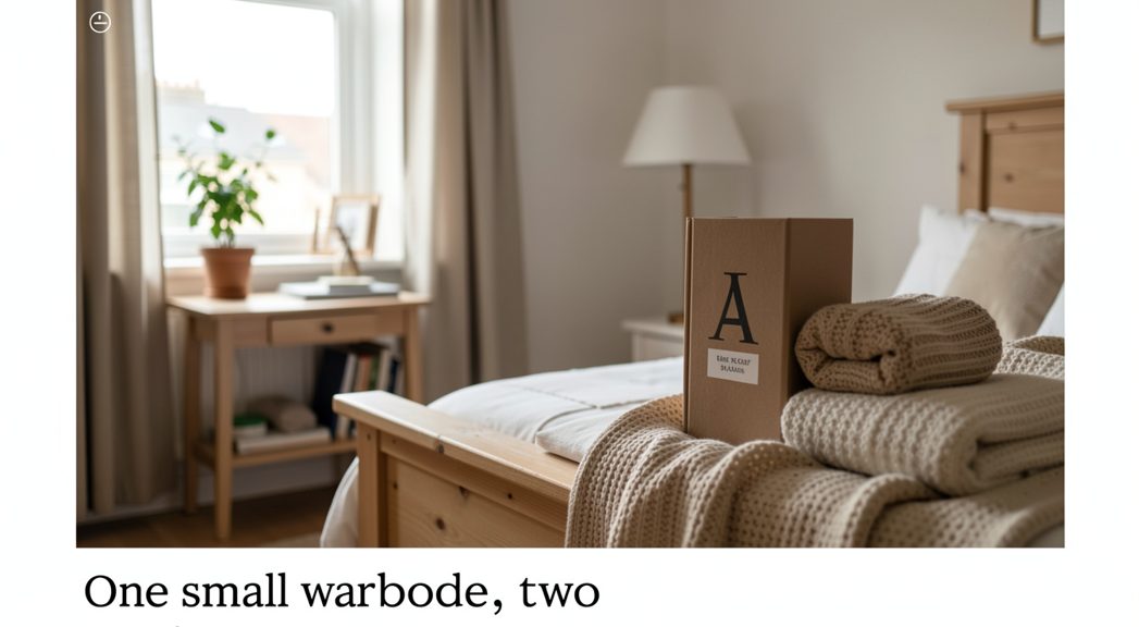 An open canvas holdall on a bed with folded jumpers, jeans and a waterproof jacket rolled beside it.